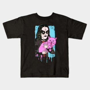 metal head pink cat Kids T-Shirt